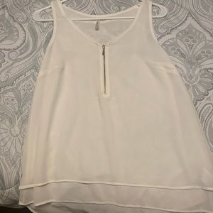 White blouse with Faux Gold Zipper